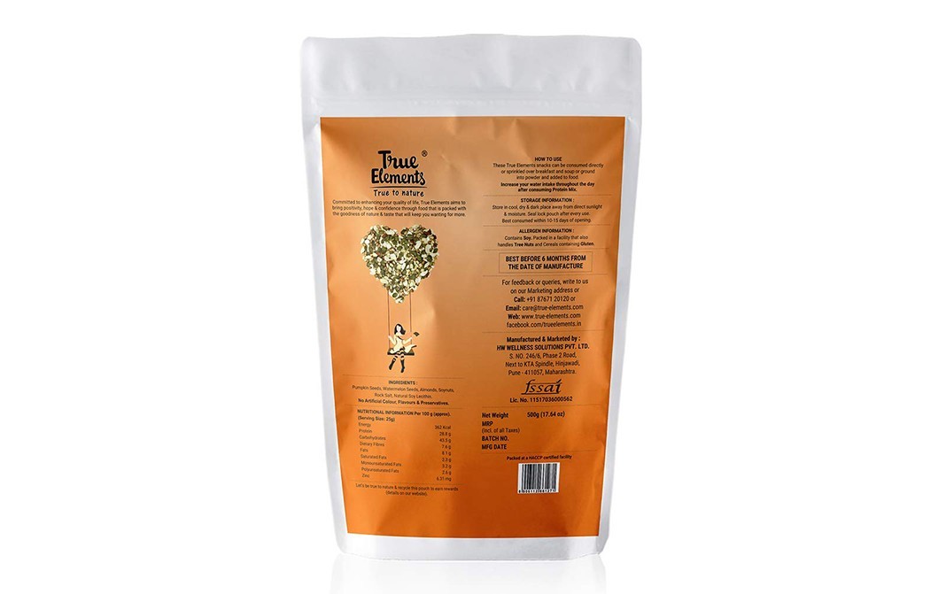 True Elements Protein Mix Roasted Pumpkin, Watermelon, Almonds & Soynuts   Pack  500 grams